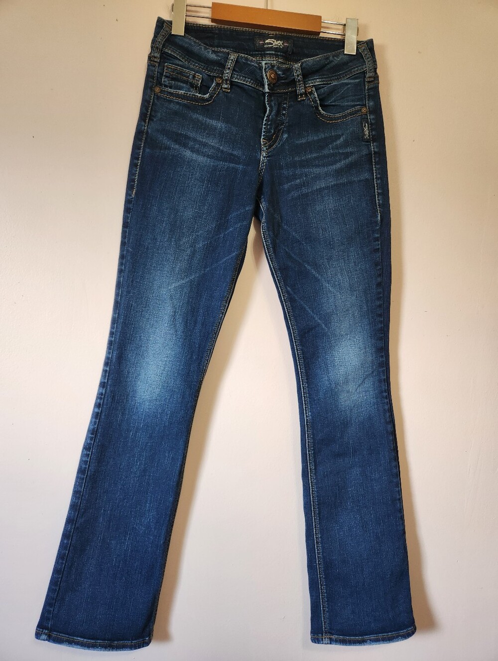 Silver Jeans Suki Slim Bootcut Jeans Western Curvy Mid Rise Indigo Size 27